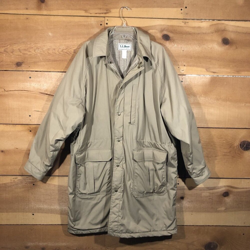 Vintage L.L. Bean Wool Blanket Lined Parka Jacket Mens Size XL 2595 Beige EUC